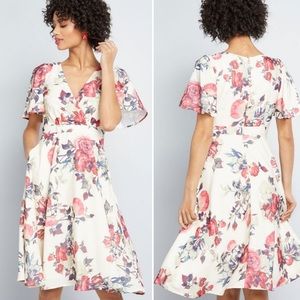 Modcloth Empowered Outlook A Line Dress Floral S